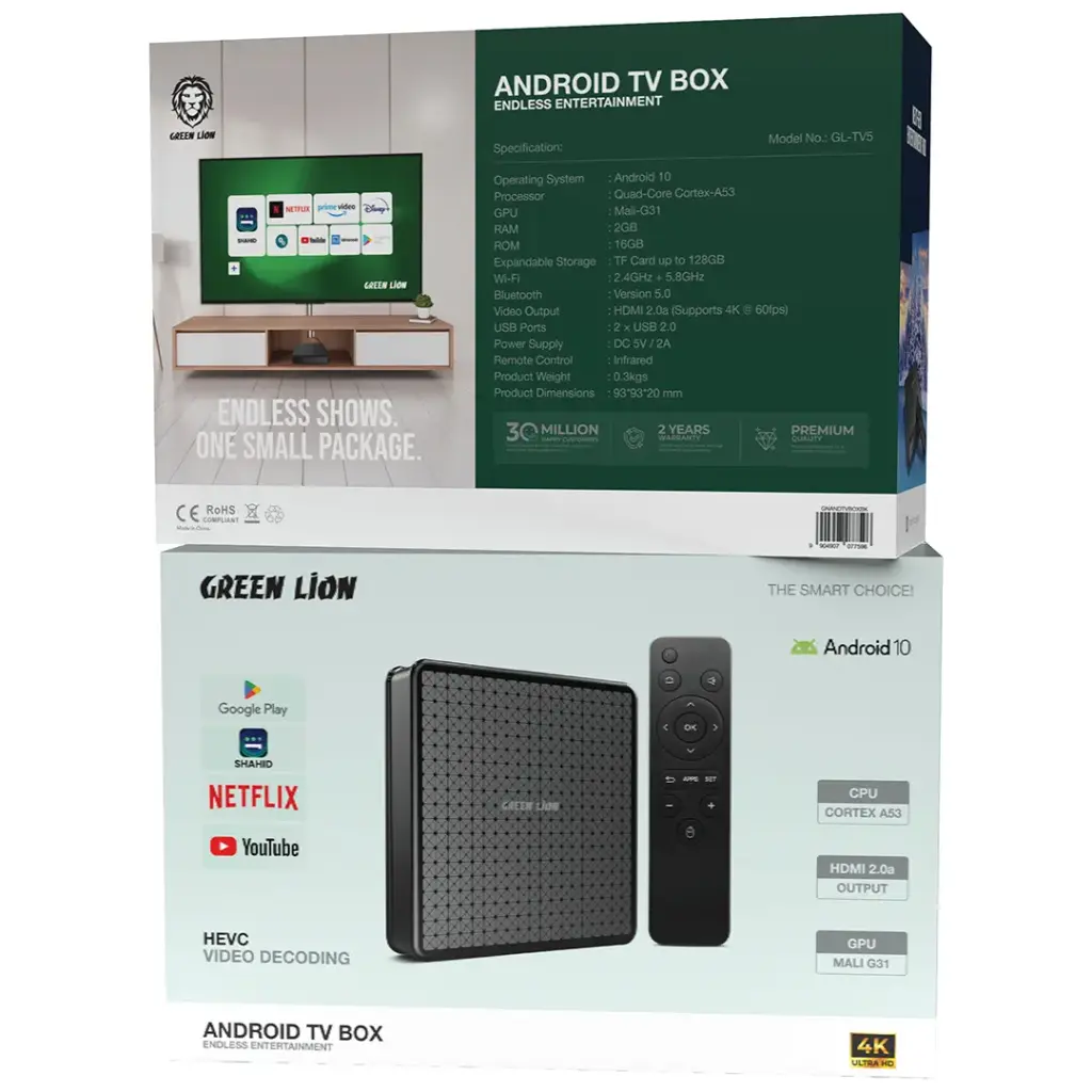 Green Lion Android TV Box 4K with Remote Control