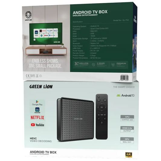 Green Lion Android TV Box 4K with Remote Control