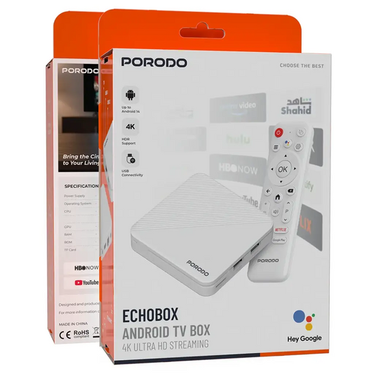 Porodo Echobox Android TV Box with 4K Ultra HD Streaming