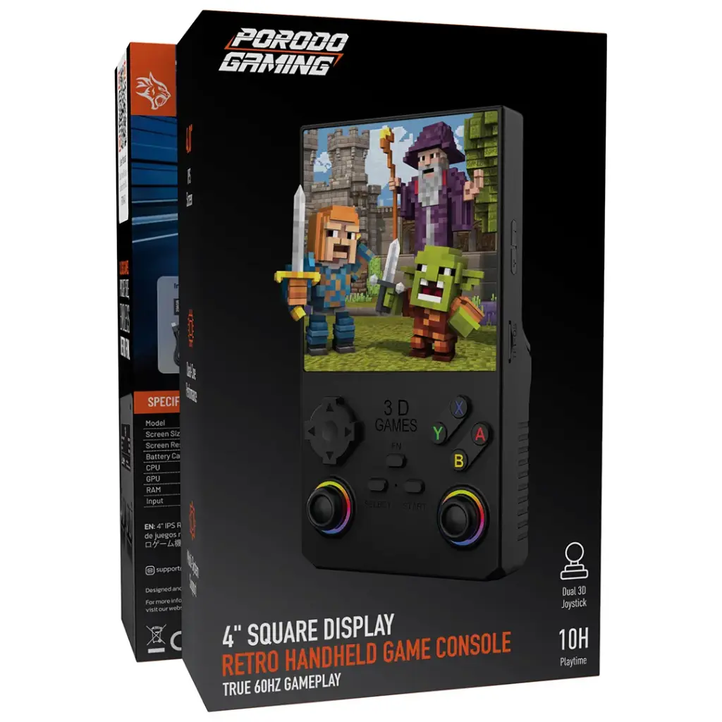 Porodo Gaming 4" Square Display Retro Handheld Game Console