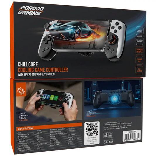 Porodo Gaming Chillcore Cooling Game Controller with Macro Mapping & Vibration - Black