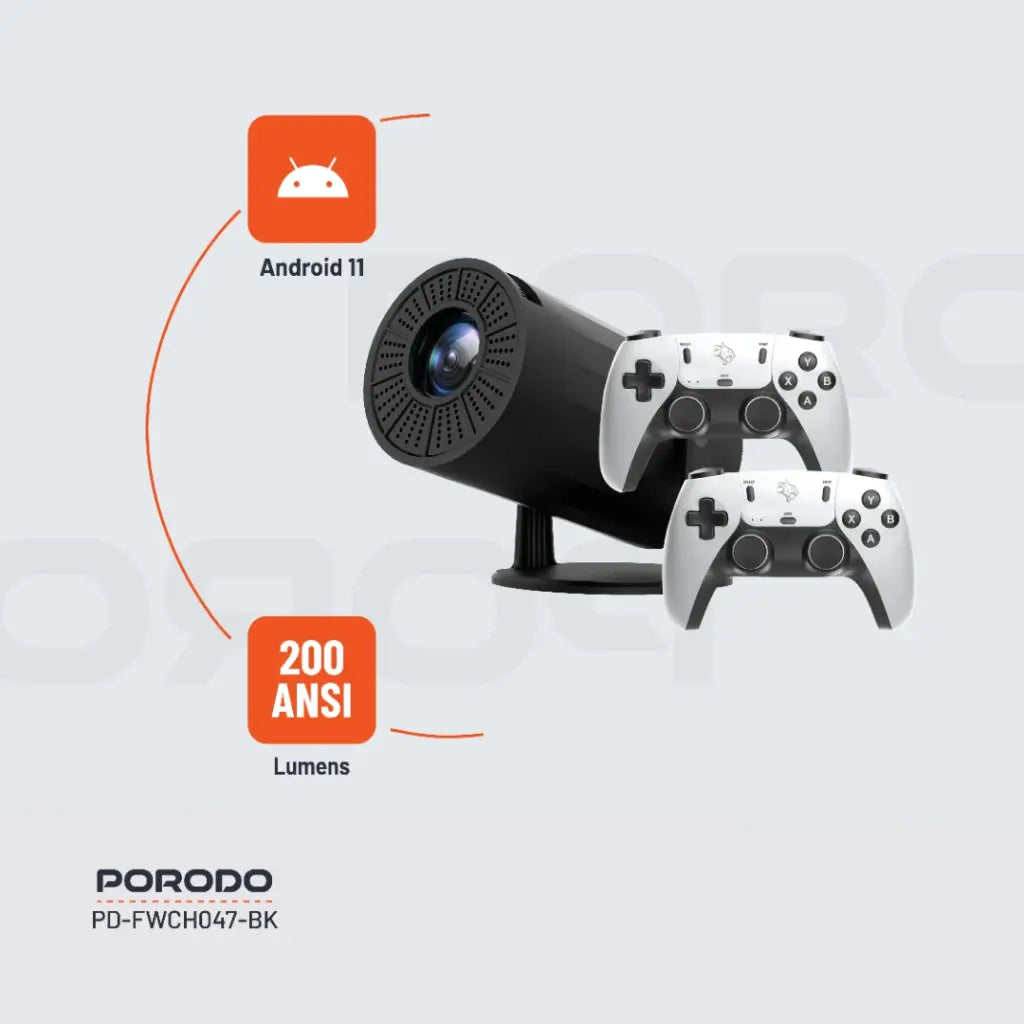 Porodo Gaming Projector with Controllers - Black