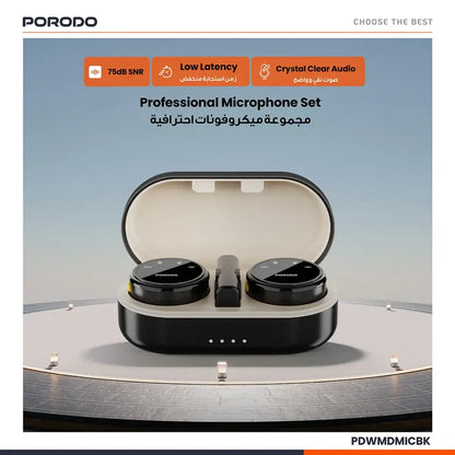 Porodo Professional Lavalier Microphones Type-C Connector With Lightning Adapter