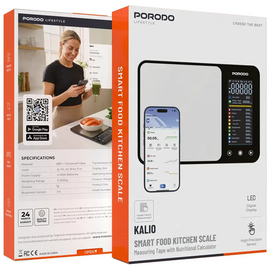 Porodo Lifestyle Kalio Smart Food Kitchen Scale Measuring Tape with Nutritional Calculator