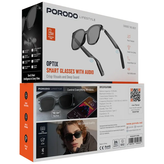 Porodo Lifestyle Optix Smart Glasses with Audio - Black