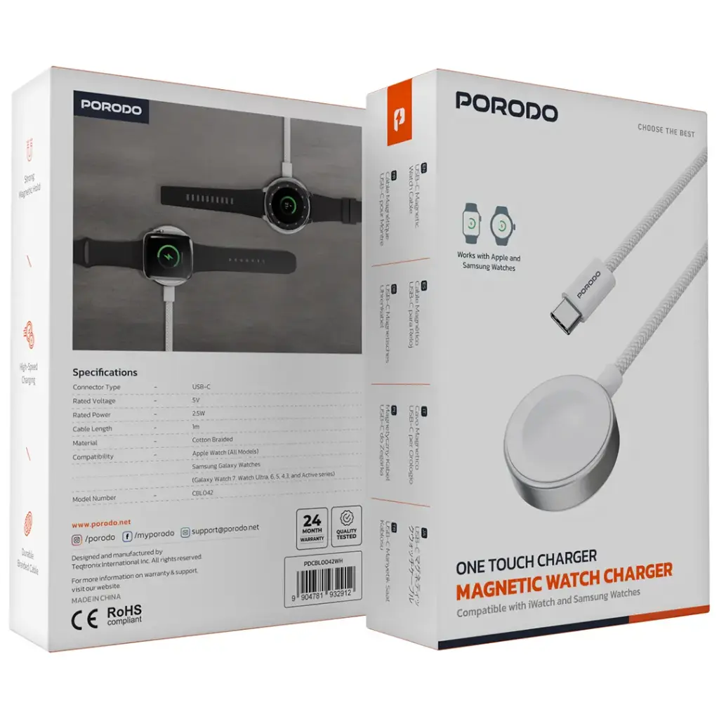Porodo One Touch Charger Magnetic Watch Charger