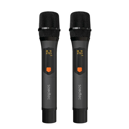 Porodo Soundtec Duo Mic Aluminum Rechargeable Wireless Microphone - Black
