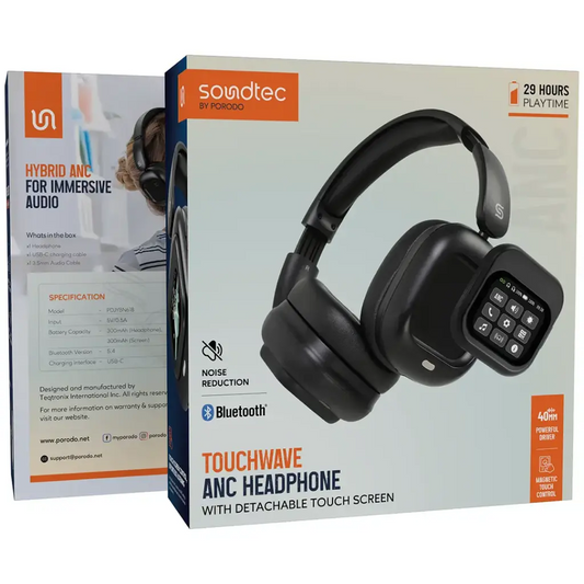Porodo Soundtec Touchwave ANC Headphone with Detachable Touch Screen