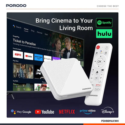 Porodo Echobox Android TV Box with 4K Ultra HD Streaming
