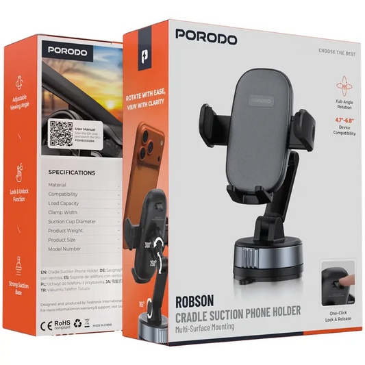 Porodo Robson - Cradle Suction Phone Holder